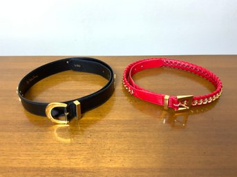 Two Designer Women's Leather Belts