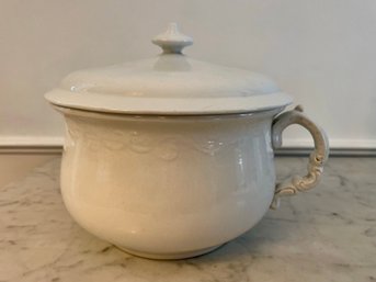 Antique Ironstone Chamber Pot With Lid