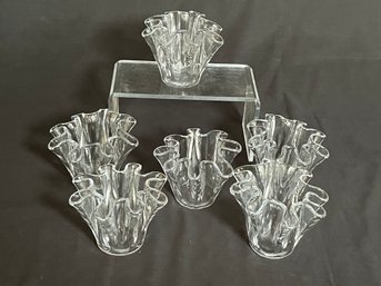 6 Piece Ruffle Glass Vase Set - Set A Beautiful Table - 4.5' X 3.5'