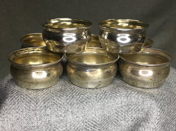 Wonderful Set Of Eight (8) Vintage Individual STERLING SILVER Salt Cellars With Gold Washed Interiors