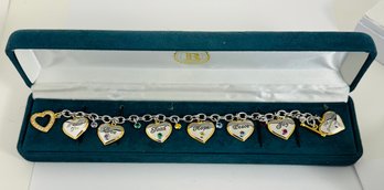 BRADFORD EXCHANGE 'MY GRANDDAUGHTER' I WISH YOU HEART CHARM BRACELET