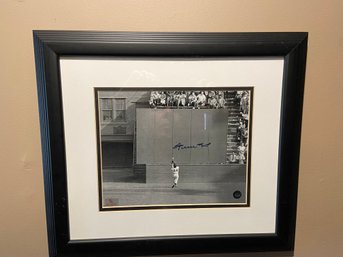 Framed Autographed Photo Of Willie Mays Making 'The Catch' With COA