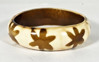 Vintage Brown And White Asterisk Bakelite Wide Bangle Bracelet