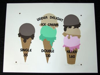 Vintage 1970's Ice Cream Cones Pop Art Serigraph Print By Lee R. Lerfald