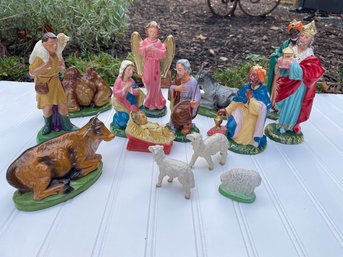 A Vintage Nativity Set Hand Painted In Italy