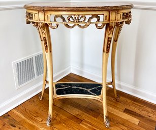 A Gorgeous Vintage Hollywood Regency Demi-Lune Console Table
