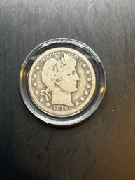 Beautiful 1916-D Barber Silver Quarter In Plastic Case