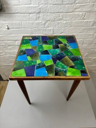 Pair Of Mid-century Modern Ceramic Mosaic Side/end Tables, Signed 'Jon Matin'