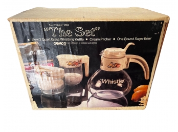 Vintage Mid Century Gemco Whistling Coffee Kettle Set