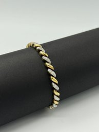 Sterling Silver Gold-tone 'Diamond' Tennis Bracelet