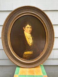 Reproduction Enhanced Print On Canvas Of Gentleman In Oval Frame