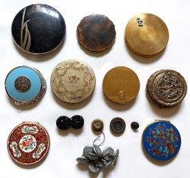 9 Vintage Compacts & Vintage Buttons