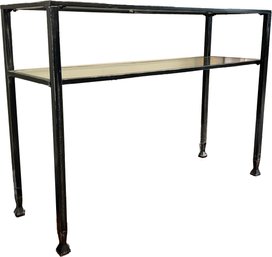 A Wrought Iron Console With Glass Top