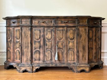 A Stunning Vintage Paneled Hard Wood Venetian Sideboard From Blomingdales