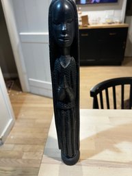 Carved Wooden African Statue Of A Woman In Prayer