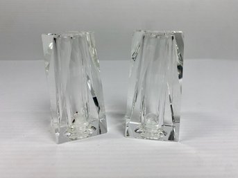 Pair Of Oleg Cassini Crystal Prism Salt & Pepper Shakers