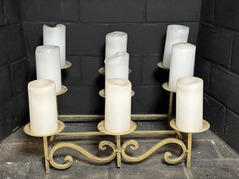 A Great Fireplace Candelabra In Scrolled Gold-Toned Metal