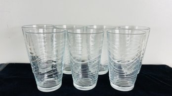 Vintage Libbey Heavy Glass Wavy Tumblers Glasses