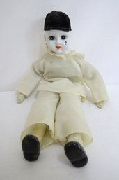 French Style Vintage Pierrot Teardrop Porcelain Ceramic Mime Doll