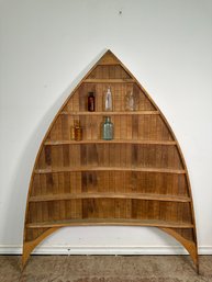 Teak Bow Cover For Vintage Boat, Makes A Great Shelf!