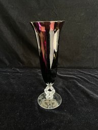 Cranberry And Clear Vase