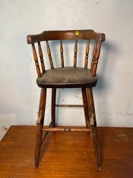 ANTIQUE OAK HIGHCHAIR AND A SHAKER CHILDS CHAIR