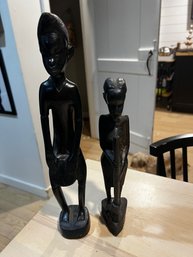 Pair Of African Carved Wooden Statues