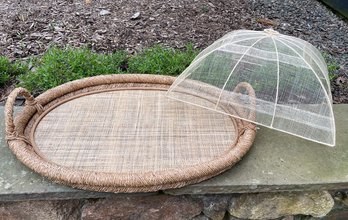 Large Woven Tray & Food Cover