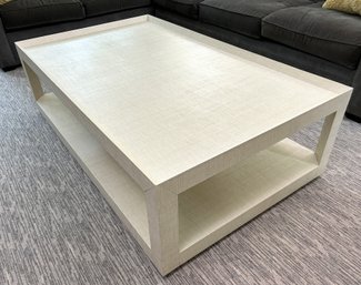 Faux Grasscloth Wrapped Coffee Table - Flax Color