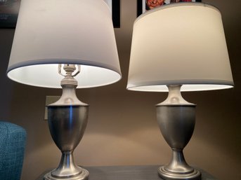 Pair Of Metal Urn Form Table Lamps