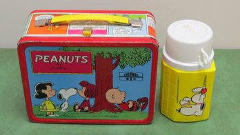 Vintage Peanuts Metal Lunchbox With Thermos
