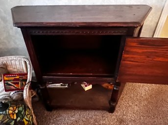 Angular Cabinet / Table With Carved Door Front