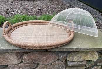 Large Woven Tray & Food Cover