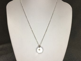 Unusual FENDI Lucite Crystal Ball Pendant On 19' Rhodium Plated Necklace - Very Interesting Piece - Rare ?