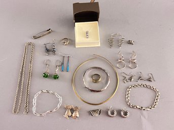 Great Lot Of Wearable Sterling Silver Jewelry, 140 Grams
