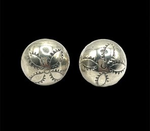 Vintage Sterling Silver Etched Bubble Screw On Earrings