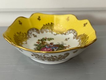 Yellow And Gold Trimmed Decorative Bowl
