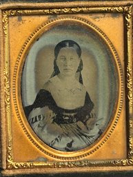1850's Daguerreotype Seated Woman Leather Case Hook Closure 3' X 2.5' Age Verified By Antique Dealer