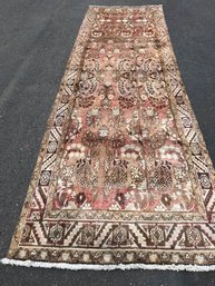 Hamadan Hand Knotted Persian Rug Runner , 3 Feet 5 Inch By 10 Feet 7 Inch