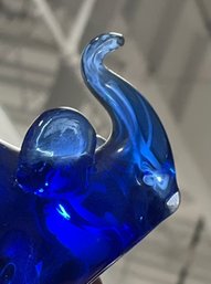 Blue Art Glass Elephant