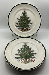 Vintage Cuthbertson Christmas Tree Dinner Plates ~ 7 Plates ~