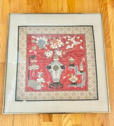 Early 20th Century Chinese Framed Embroidered Silk Panel