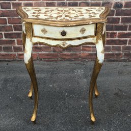 Fabulous Vintage Table By FLORENTIA - Made In Italy - Hand Made And Painted - One Drawer - Cabriole Legs