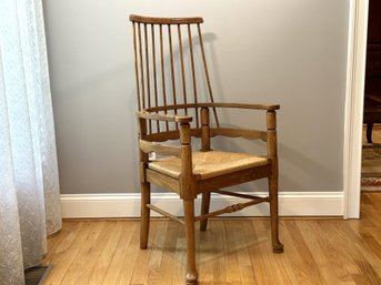 A Quality Vintage Farmhouse Arm Chair In Oak, 1 Of 2