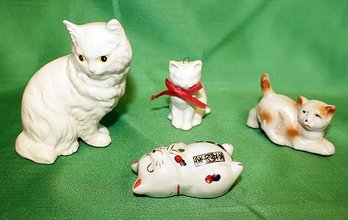 Vintage Ceramic Cat 4 Pc Lot