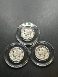 Lot Of 3 Silver Mercury Dimes