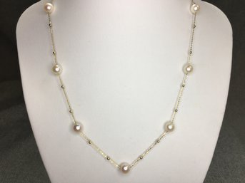 Client Paid $1,000 For This Beautiful Necklace - All 750 / 18k Gold & Cultured Pearl Necklace - High Quality