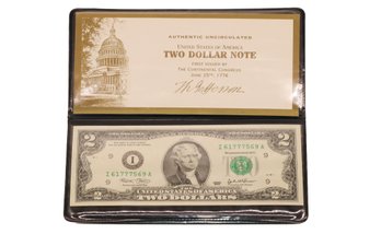 Authentic Uncirculated United States Of America 2003 $2 Note