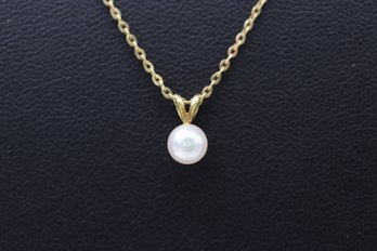 Mikimoto 18k Yellow Gold Single Pearl Necklace