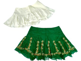 Duo Of Vintage Twirly Flared Mini-Skirts